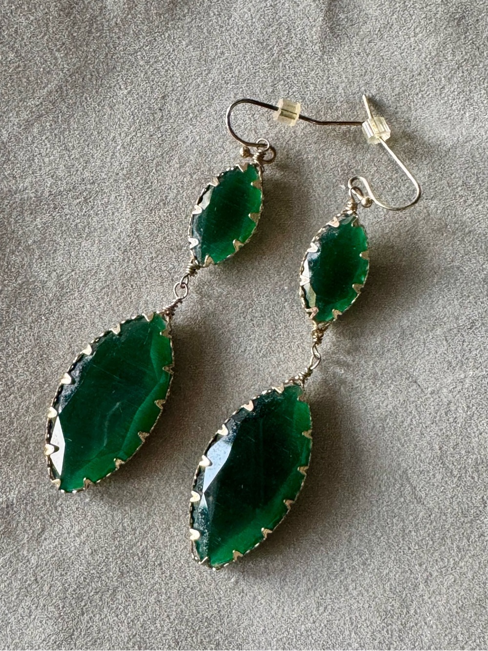 Green Double Drop Dangle Earrings - Unbranded